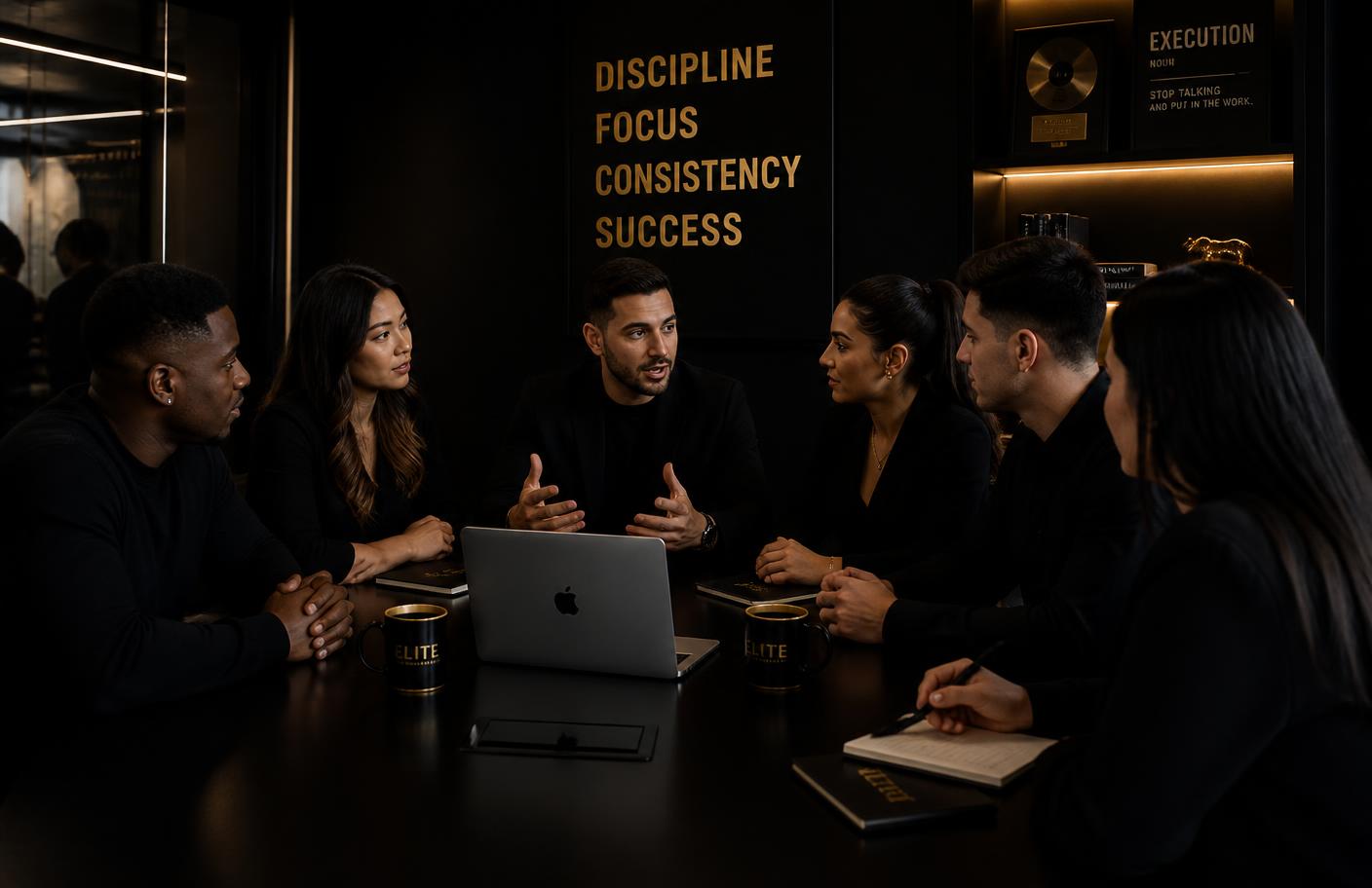 Grit & Glory sales team in a morning accountability meeting